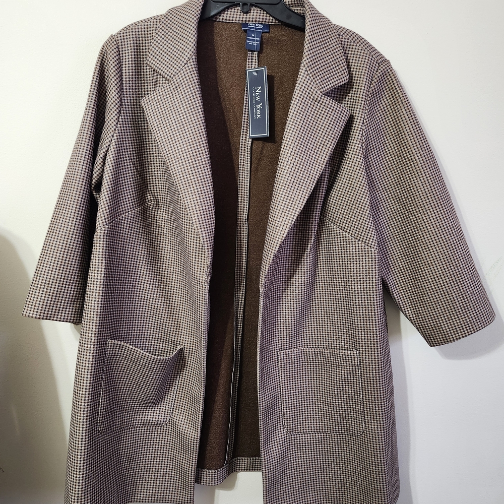 New‎ York & Company Brown Houndstooth Blazer